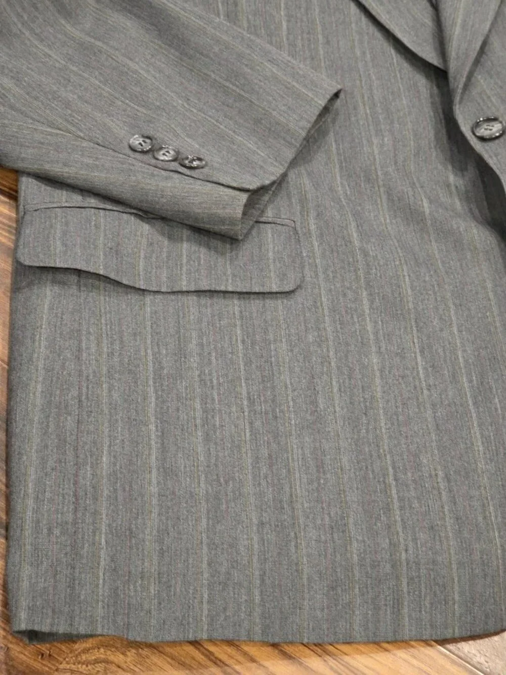 Vtg Botany 500 Blazer 44L Gray Multi Pinstripe Pink Gold The Hub 1960s Retro